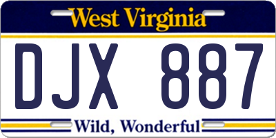 WV license plate DJX887
