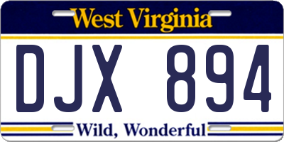 WV license plate DJX894