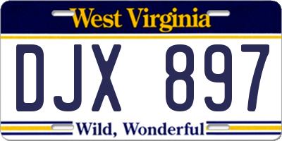 WV license plate DJX897
