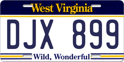 WV license plate DJX899