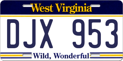 WV license plate DJX953