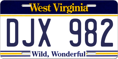 WV license plate DJX982