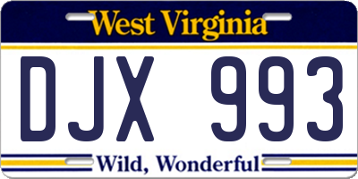 WV license plate DJX993