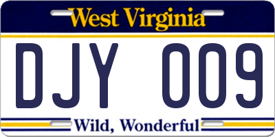 WV license plate DJY009