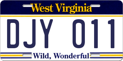 WV license plate DJY011