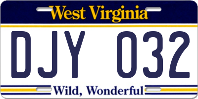 WV license plate DJY032