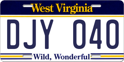 WV license plate DJY040