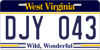 WV license plate DJY043