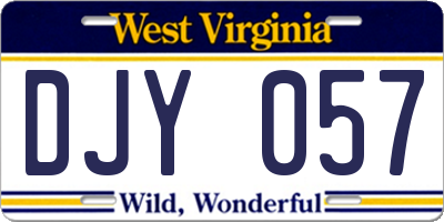 WV license plate DJY057