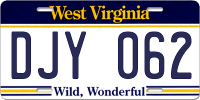 WV license plate DJY062