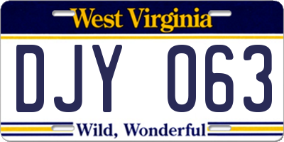 WV license plate DJY063