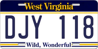 WV license plate DJY118