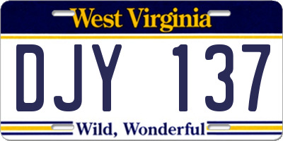 WV license plate DJY137