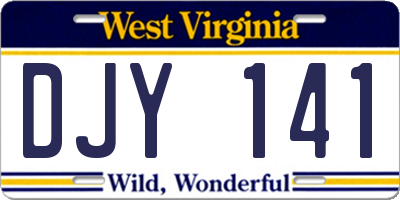 WV license plate DJY141