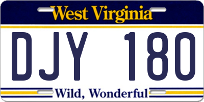 WV license plate DJY180
