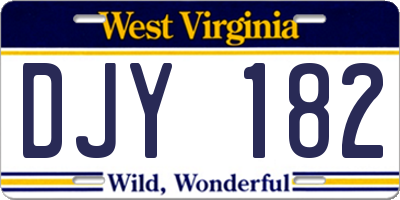 WV license plate DJY182