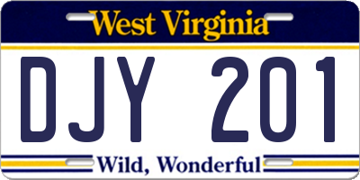 WV license plate DJY201