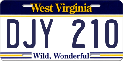 WV license plate DJY210