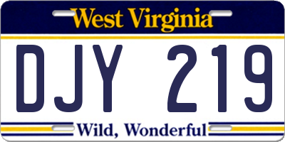 WV license plate DJY219