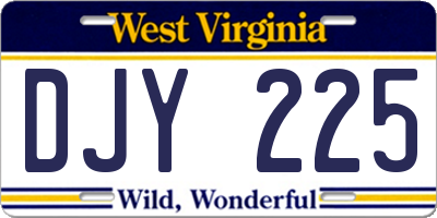 WV license plate DJY225