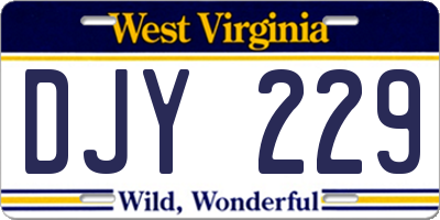 WV license plate DJY229