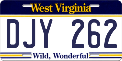 WV license plate DJY262