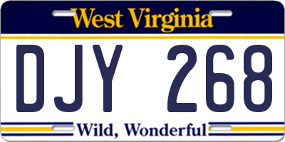 WV license plate DJY268