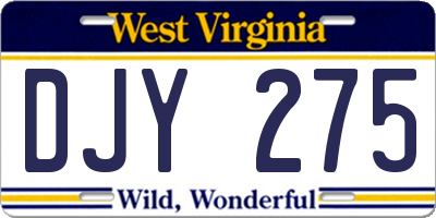 WV license plate DJY275