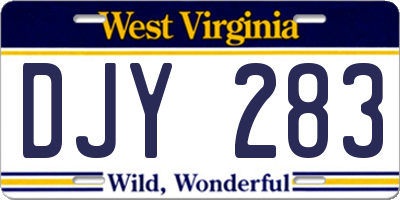 WV license plate DJY283