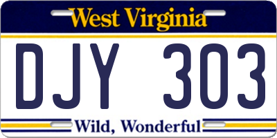 WV license plate DJY303