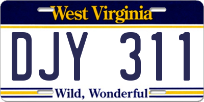 WV license plate DJY311