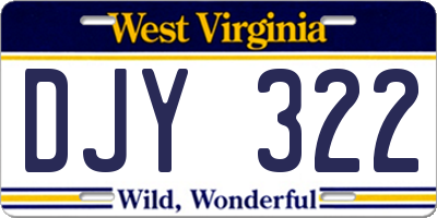 WV license plate DJY322