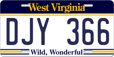 WV license plate DJY366