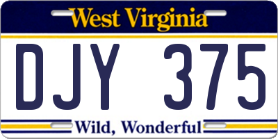 WV license plate DJY375