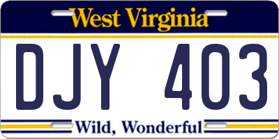 WV license plate DJY403