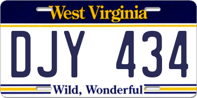 WV license plate DJY434