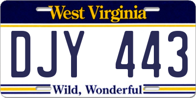 WV license plate DJY443