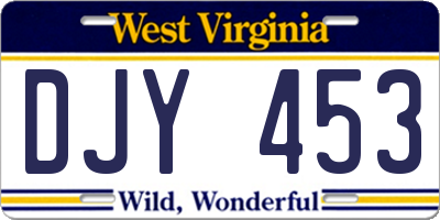 WV license plate DJY453