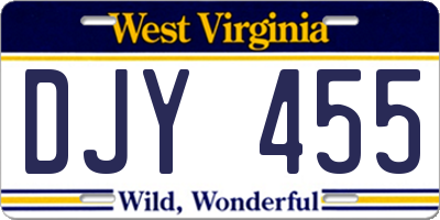 WV license plate DJY455