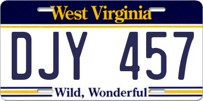 WV license plate DJY457