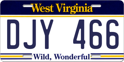 WV license plate DJY466