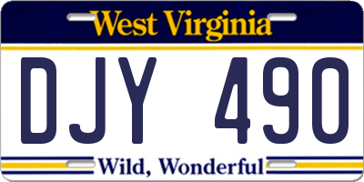 WV license plate DJY490
