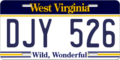 WV license plate DJY526