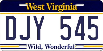 WV license plate DJY545