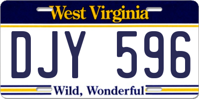 WV license plate DJY596