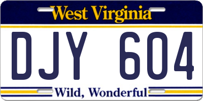 WV license plate DJY604