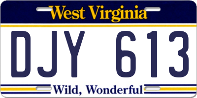 WV license plate DJY613
