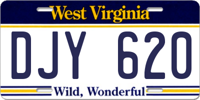 WV license plate DJY620