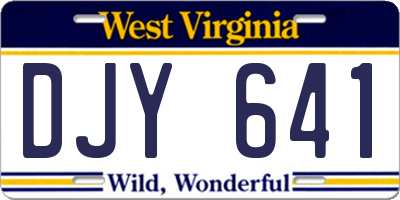 WV license plate DJY641