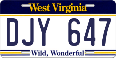 WV license plate DJY647